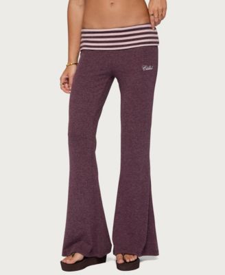 Edikted Women's Stay Low-Rise Striped Foldover Pants