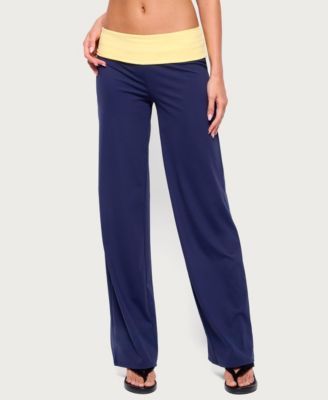 Edikted Women's Dayna Contrast Low-Rise Foldover Straight-Leg Pants