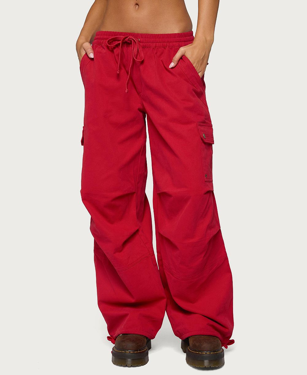Edikted Women's Paskal Cargo Wide-Leg Parachute Pants
