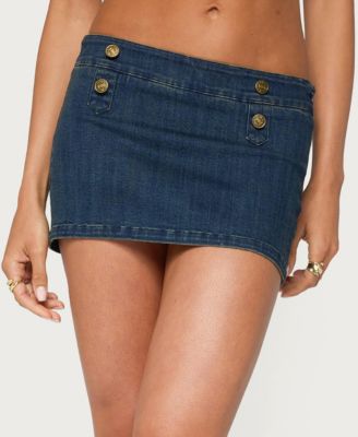 Edikted Women's Taliyah Low-Rise Denim Mini Skort
