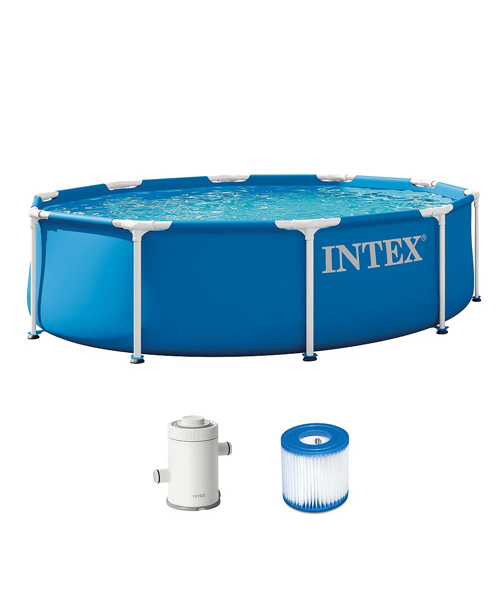 Intex 28201EP надземный бассейн с металлическим каркасом 10 футов x 30 дюймов в комплекте с насосом и картриджем