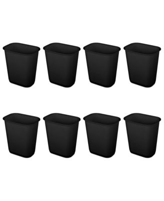 Sterilite 3 Gallon Rectangular Wastebasket Small Home Trash Bin, 8 Pack, Black