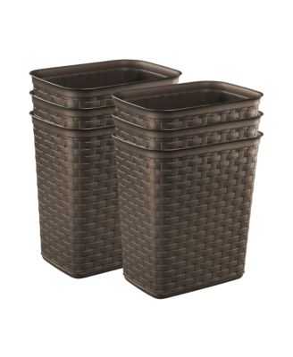 Sterilite Weave 3.4 Gallon Plastic Home/Office Wastebasket Trash Can (6 Pack)