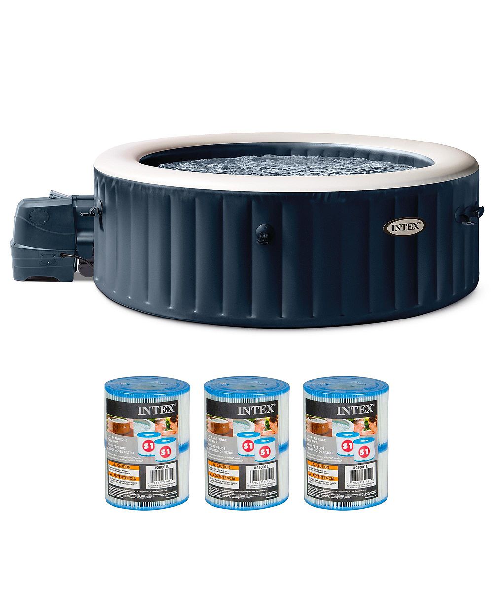 Intex PureSpa Plus Inflatable Bubble Jet Hot Tub and Replacement Filters (6 Pack)