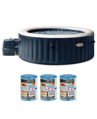 Intex PureSpa Plus Inflatable Bubble Jet Hot Tub and Replacement Filters (6 Pack)