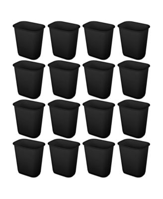Sterilite 3 Gallon Rectangular Wastebasket Small Home Trash Bin, 16 Pack, Black