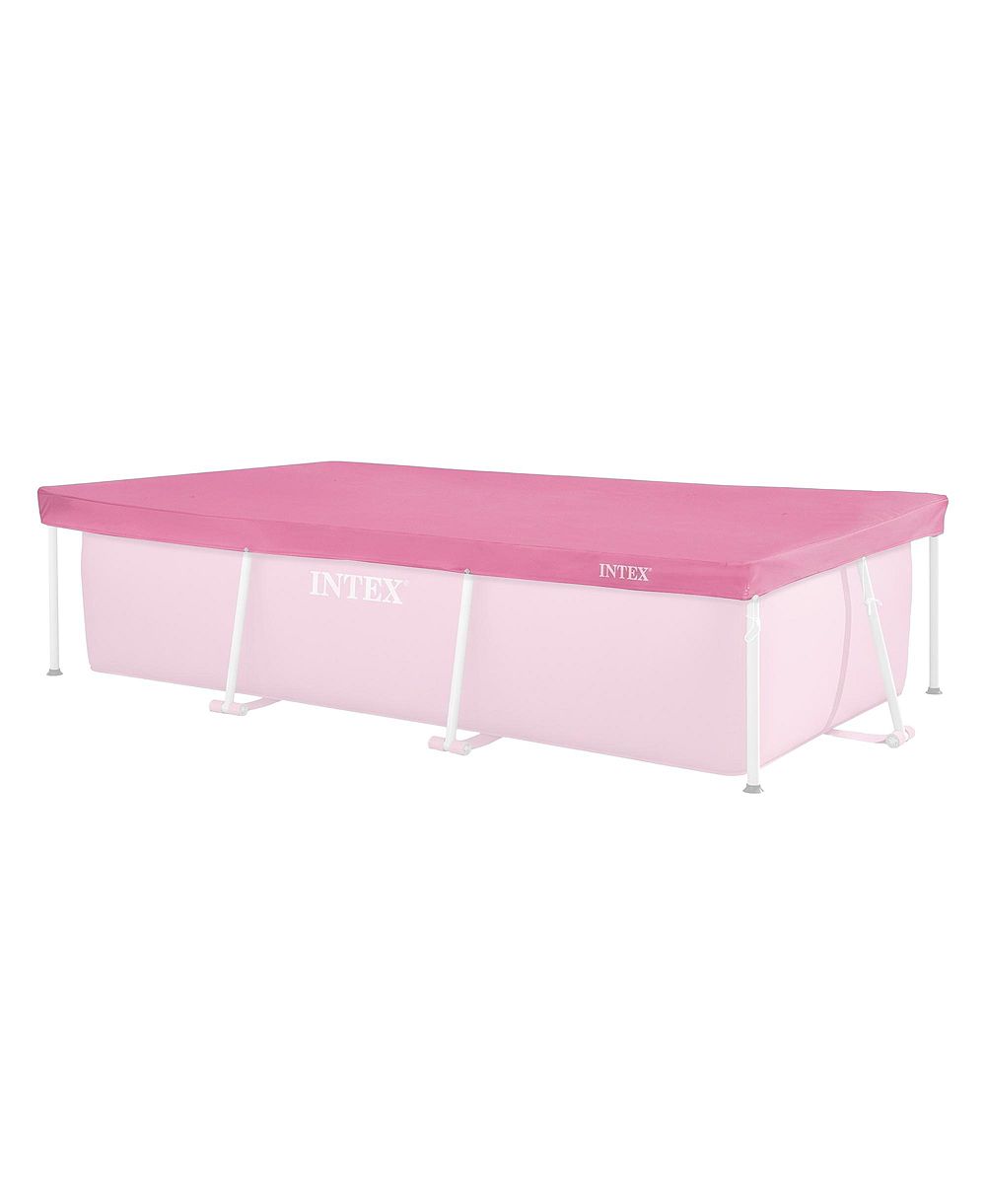 INTEX 8.5ft x 5.3ft Rectangular Outdoor Backyard Swimming Pool Cover, Pink