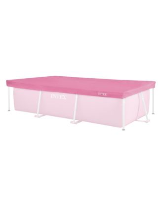 INTEX 8.5ft x 5.3ft Rectangular Outdoor Backyard Swimming Pool Cover, Pink