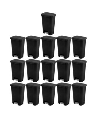 Sterilite 11.9 Gal Rectangle Step On Trash Kitchen Wastebasket, Black (16 Pack)