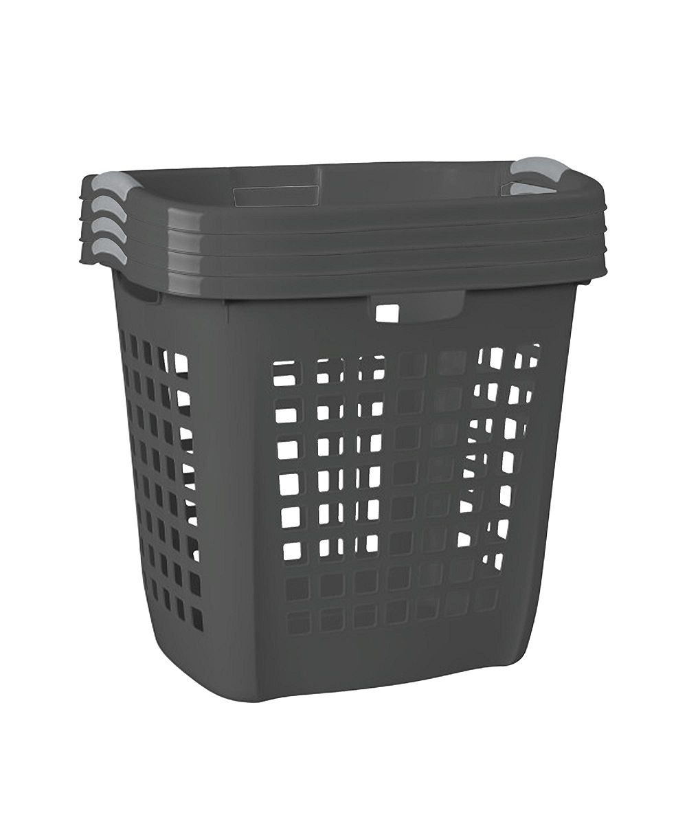 Sterilite Ultra Easy Carry Laundry Basket, 2.1 Bushel with Handles, Grey, 4 Pack