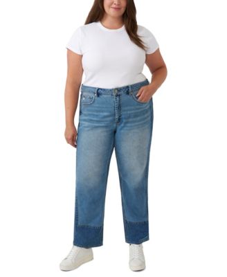Прямые джинсы Seven7 Plus Size с высокой посадкой и цветными вставками