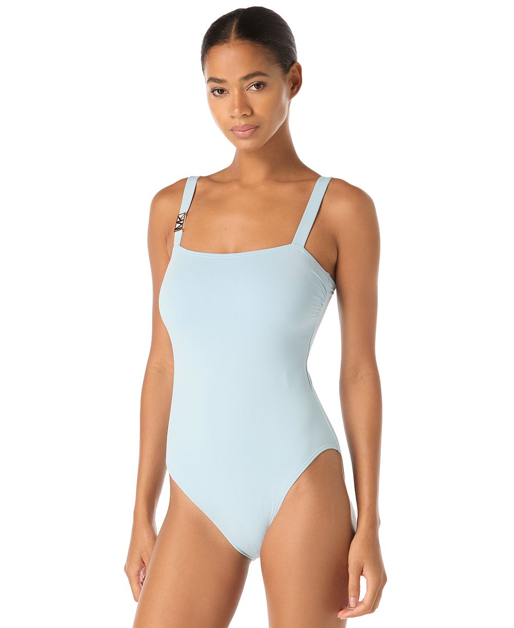 MICHAEL Michael Kors Women's Square Neck Adjustable Straps One-Piece Swimsuit