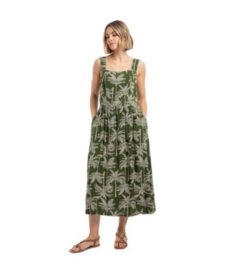 Weird Fish Women's Tatum Square Neck Midi Dress with Pockets
