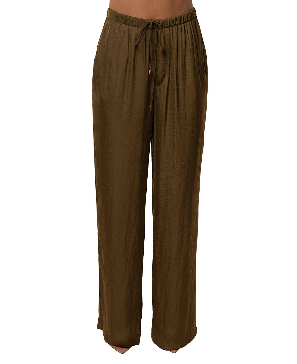 JLUXLABEL Women's Seaside Glow High-Waisted Wide-Leg Satin Pants