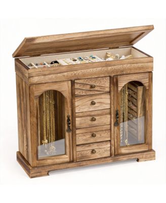 YIGII Rustic 5-Layer Jewelry Box for Women - Vintage Design with Mirror