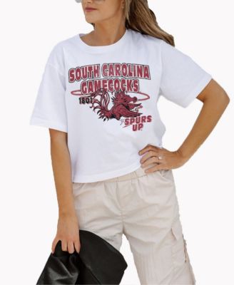 Женская укороченная футболка свободного кроя Gameday Couture с логотипом South Carolina Gamecocks, белая