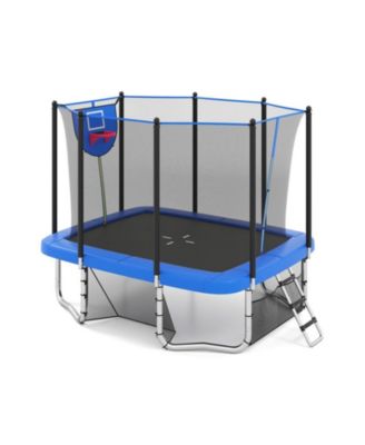 SUGIFT 10 x 8 футов прямоугольный уличный батут с баскетбольным кольцом и футбольными воротами, для детей от 3 лет