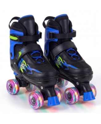 SUGIFT Quad Roller Skates for Kids and Teens with Expandable Sizing and Light-Up Wheels Ages 9-14