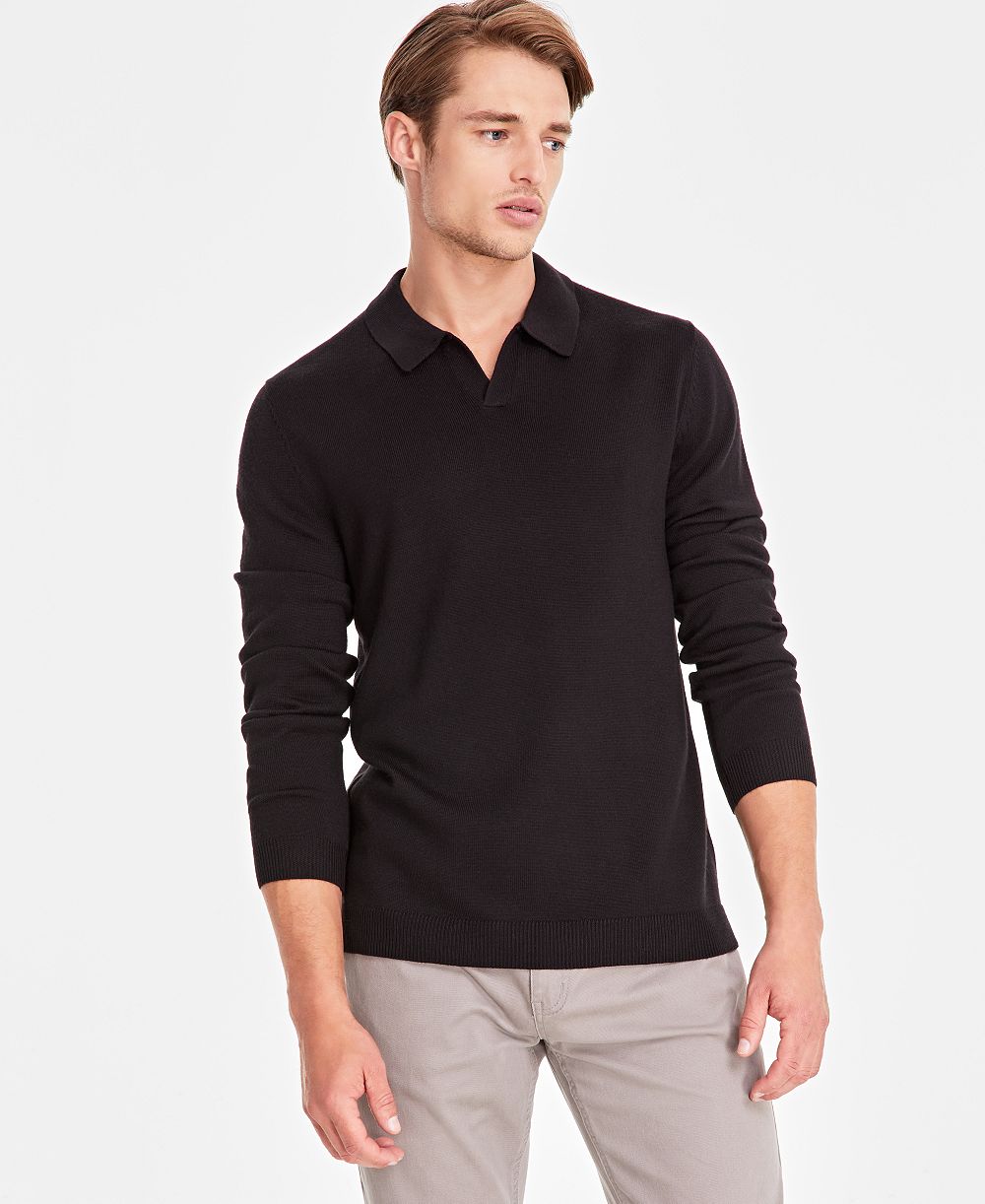 Alfani Men's Long-Sleeve Johnny Collar Merino Wool Sweater, Macy's Exclusive
