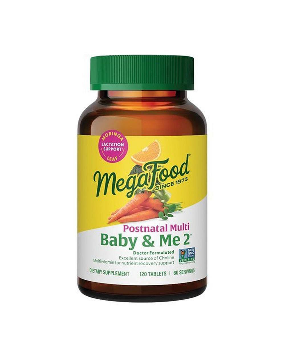 MegaFood Мультивитамины для послеродового периода Baby and Me с холином, метилированным фолатом и листьями моринги, 120 шт.