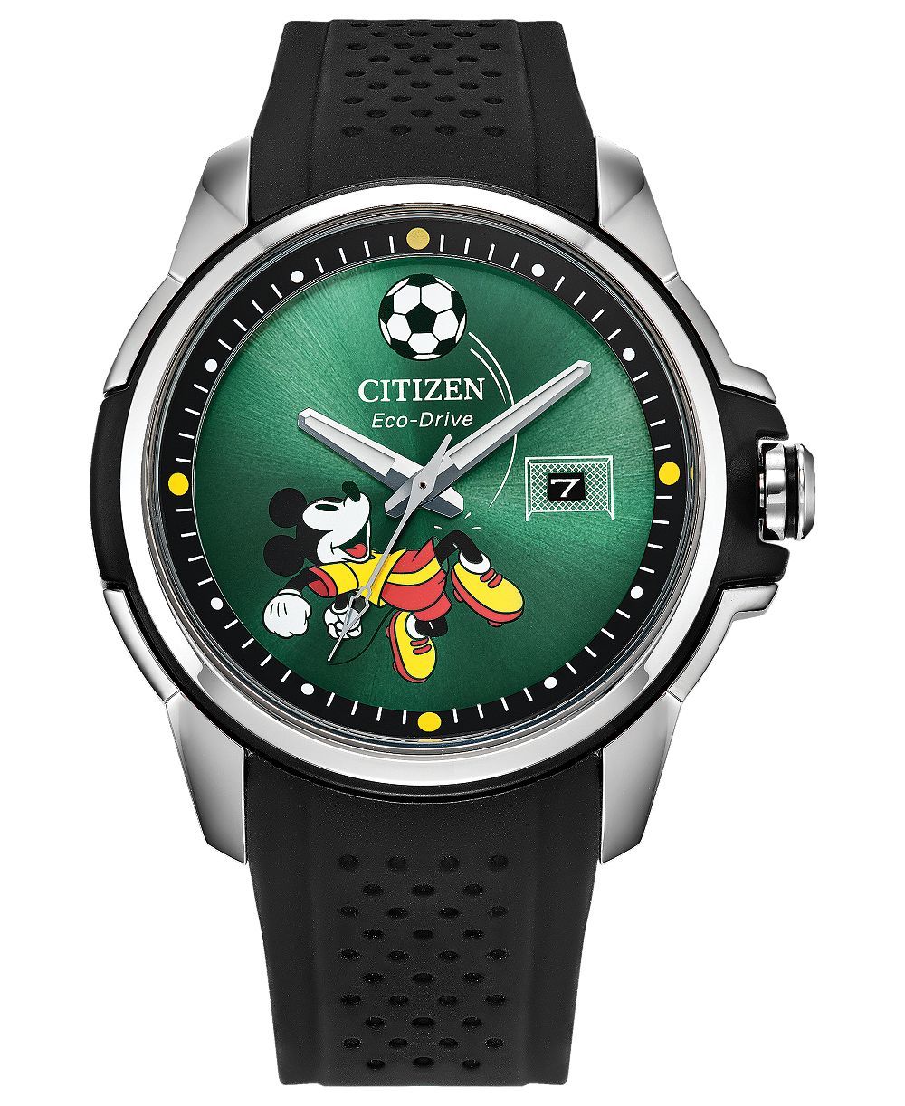 Citizen Мужские часы Mickey Mouse с черным силиконовым ремешком, 44 мм