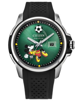 Citizen Мужские часы Mickey Mouse с черным силиконовым ремешком, 44 мм