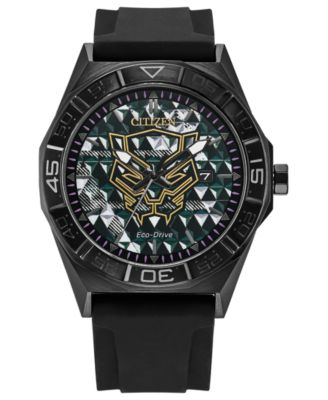 Мужские часы Citizen Marvel Black Panther с черным силиконовым ремешком, 42 мм