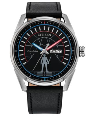 Citizen Men's Duel Black Leather Strap Watch 42mm