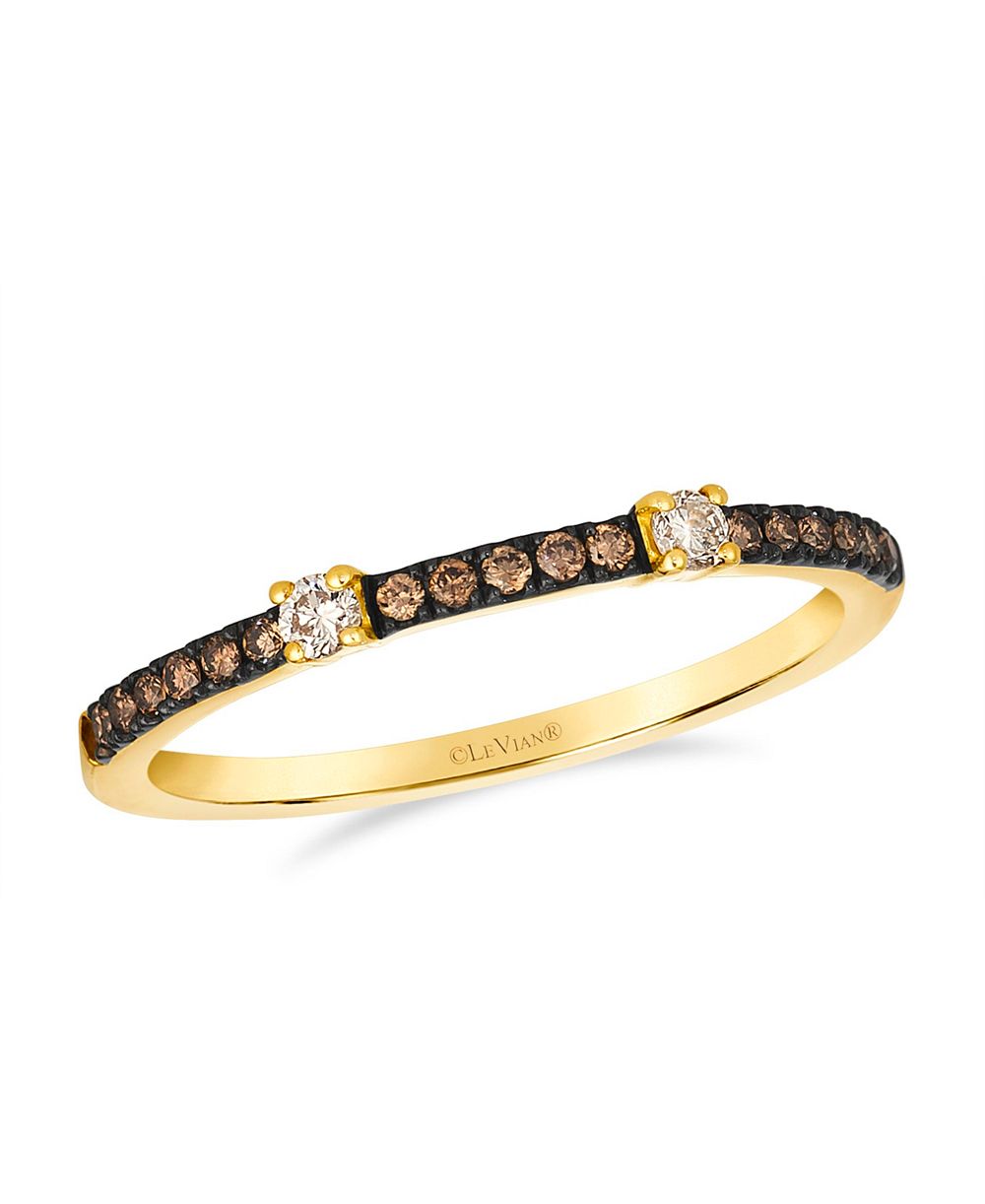 Le Vian кольцо из желтого золота 14k с бриллиантами Nude (1/20 карата суммарно) и шоколадными бриллиантами (1/10 карата суммарно)
