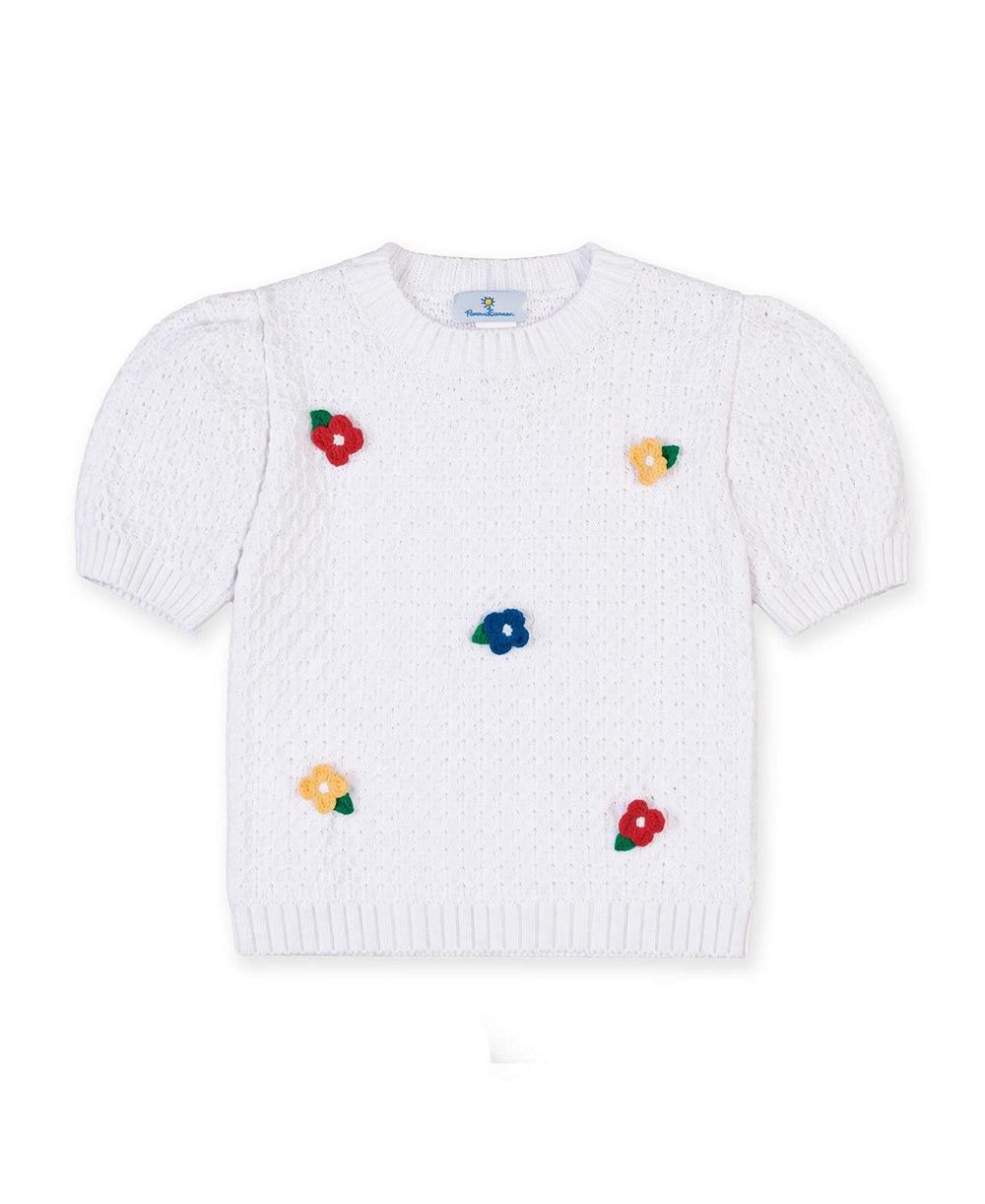 Florence Eiseman Свитер для девочек (6-12) Short Sleeve With Crochet Flowers