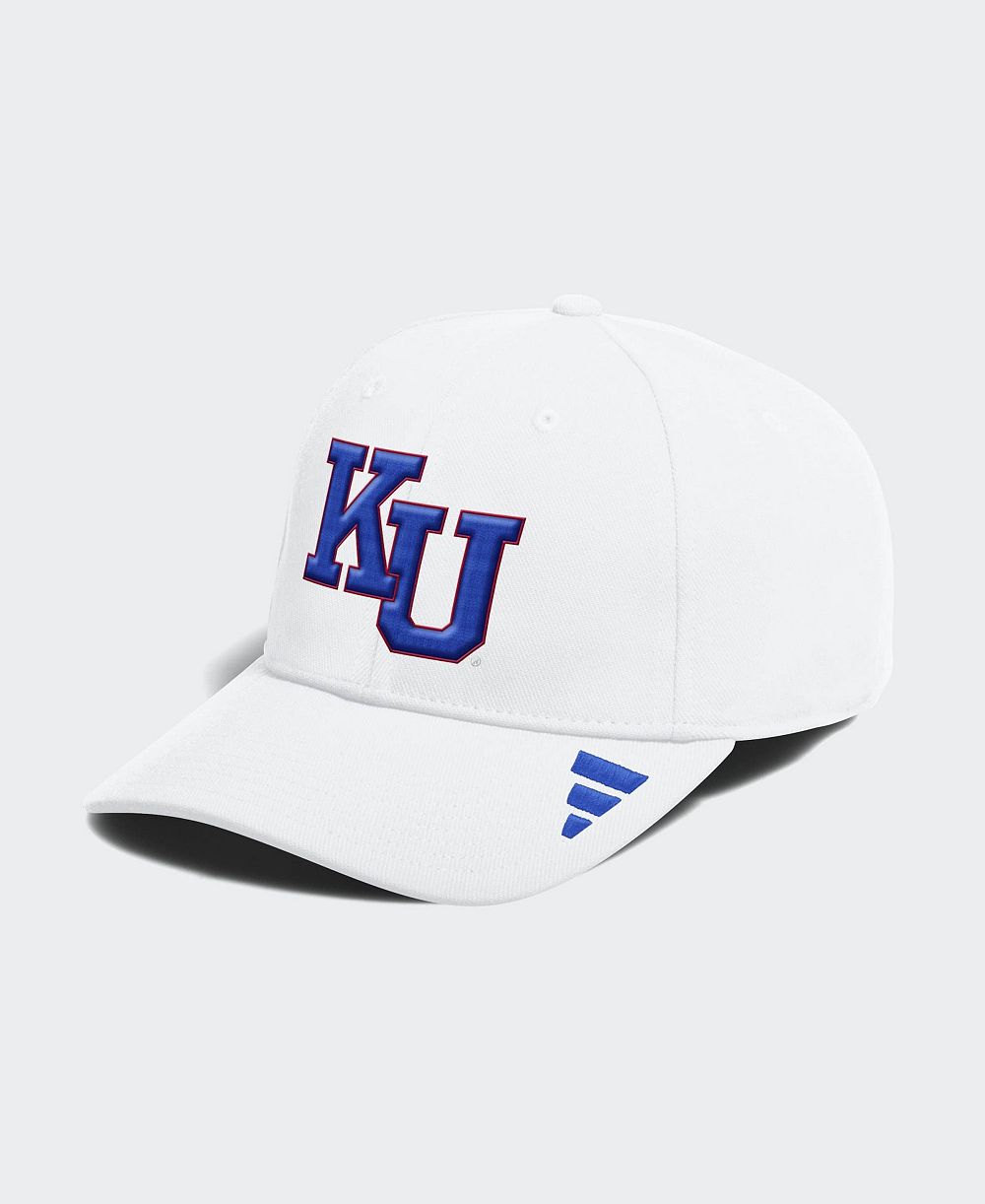 adidas Kansas Jayhawks 2026 Sideline Flex Structured Embroidered Fabric Applique Hat