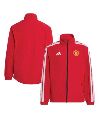 adidas легкая куртка с длинным рукавом и воротником-стойкой для мальчиков и девочек Manchester United Anthem с полной молнией