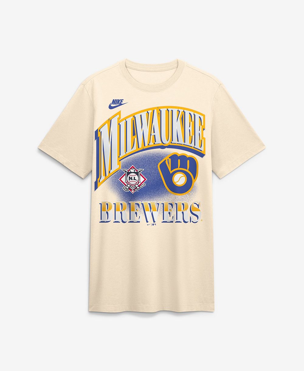 Мужская винтажная футболка Nike Milwaukee Brewers Tri-Blend