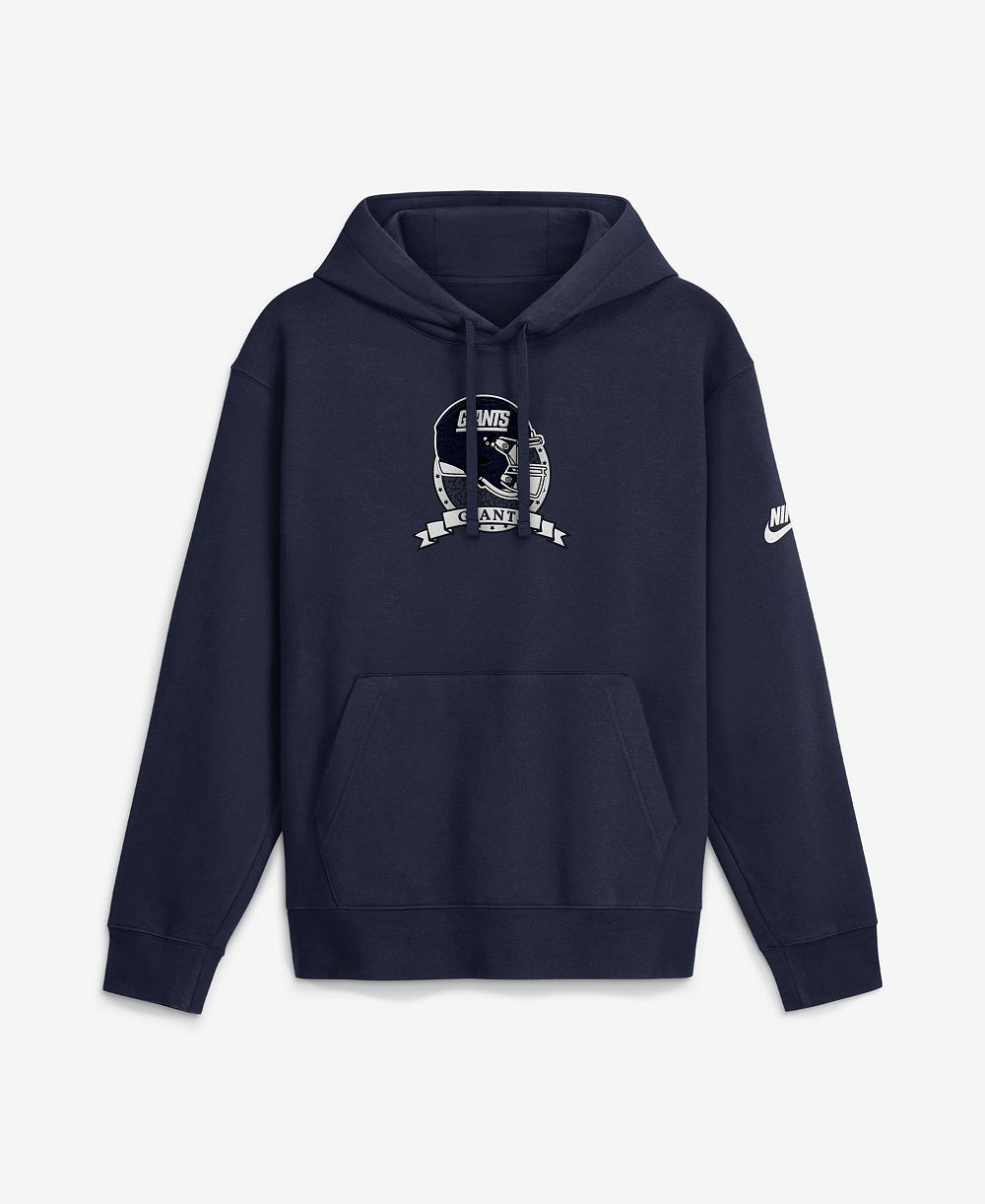 Nike Men's New York Giants Short Pass Rewind Club Fleece Hoodie