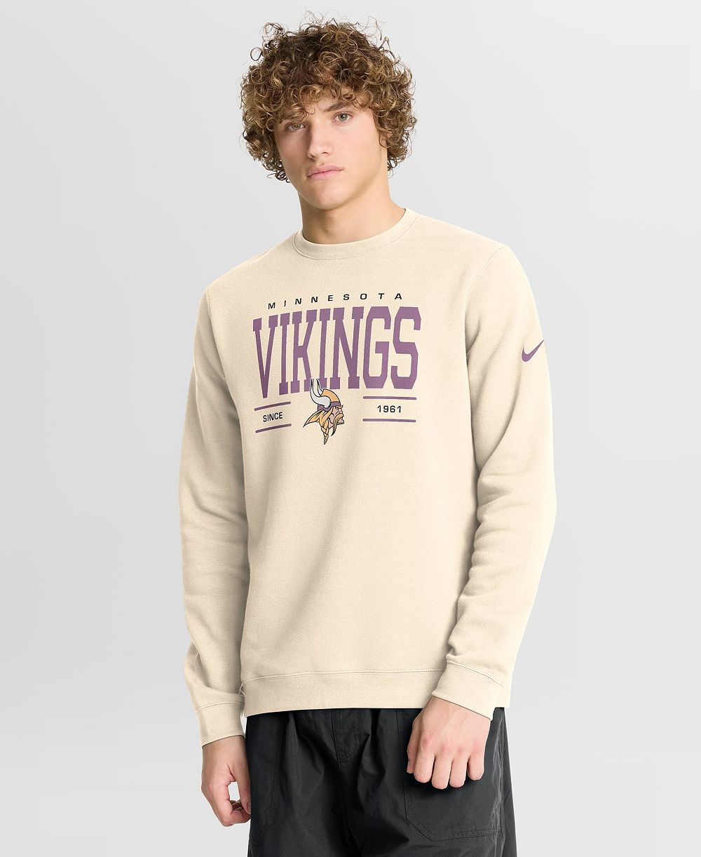 Мужская толстовка Nike Minnesota Vikings Club, флис с начесом, круглый вырез