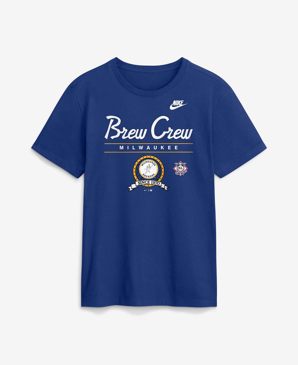 Мужская футболка Nike с графическим принтом Milwaukee Brewers, коллекция Cooperstown