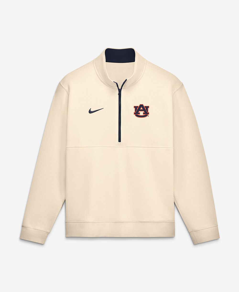 Мужской флисовый пуловер Nike Men's Auburn Tigers Primetime Club Mock Neck Fleece Half-Zip Pullover