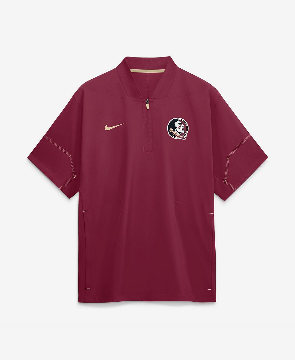 Nike Men's Florida State Seminoles Sideline Coach Quarter-Zip Short Sleeve Jacket