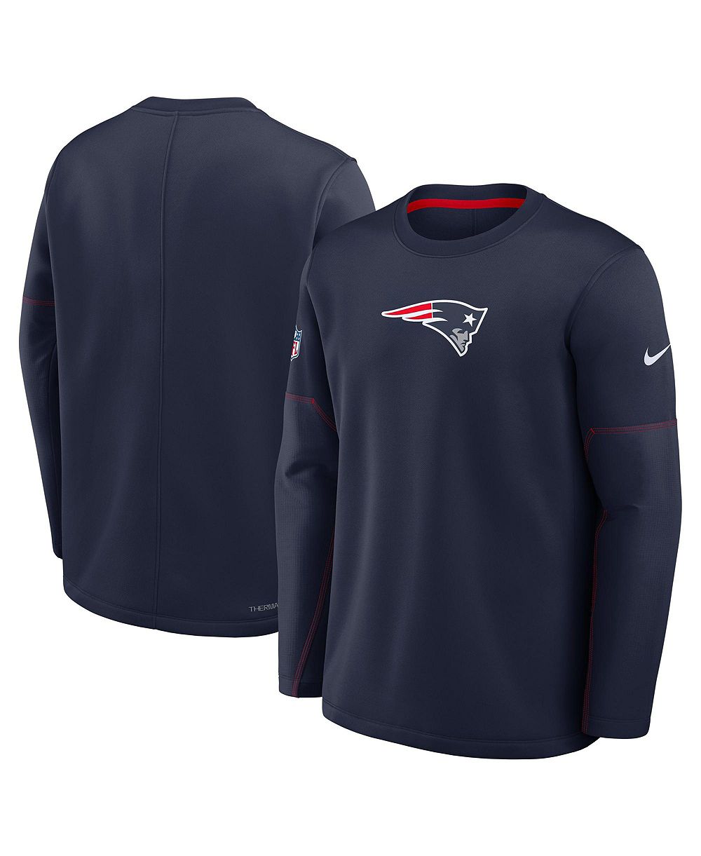 Мужская толстовка Nike New England Patriots Sideline Coaches, средняя плотность, круглый вырез