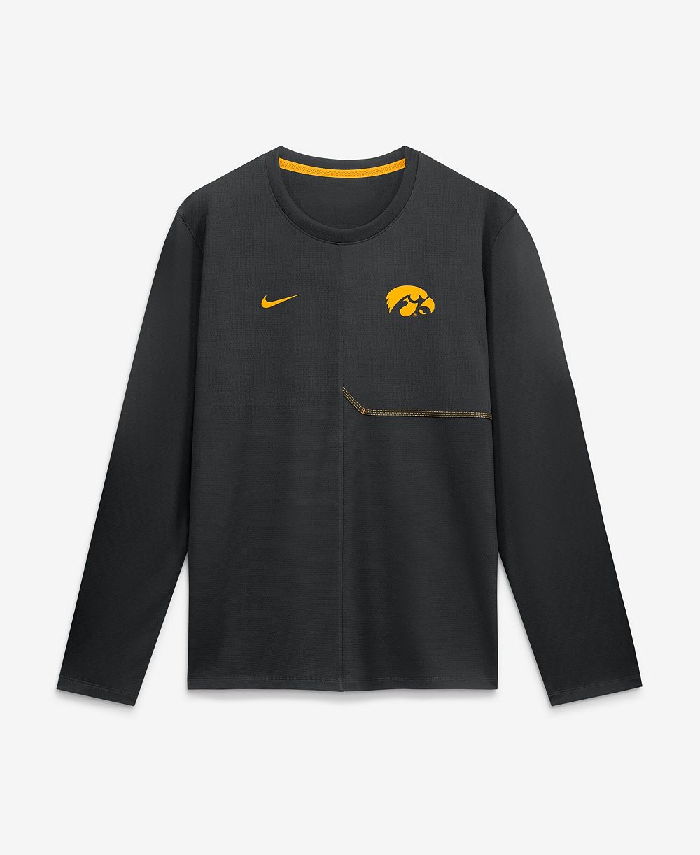 Мужская длинная футболка Nike Men's Iowa Hawkeyes Iowa Sideline Coach Dri-FIT Long-Sleeve