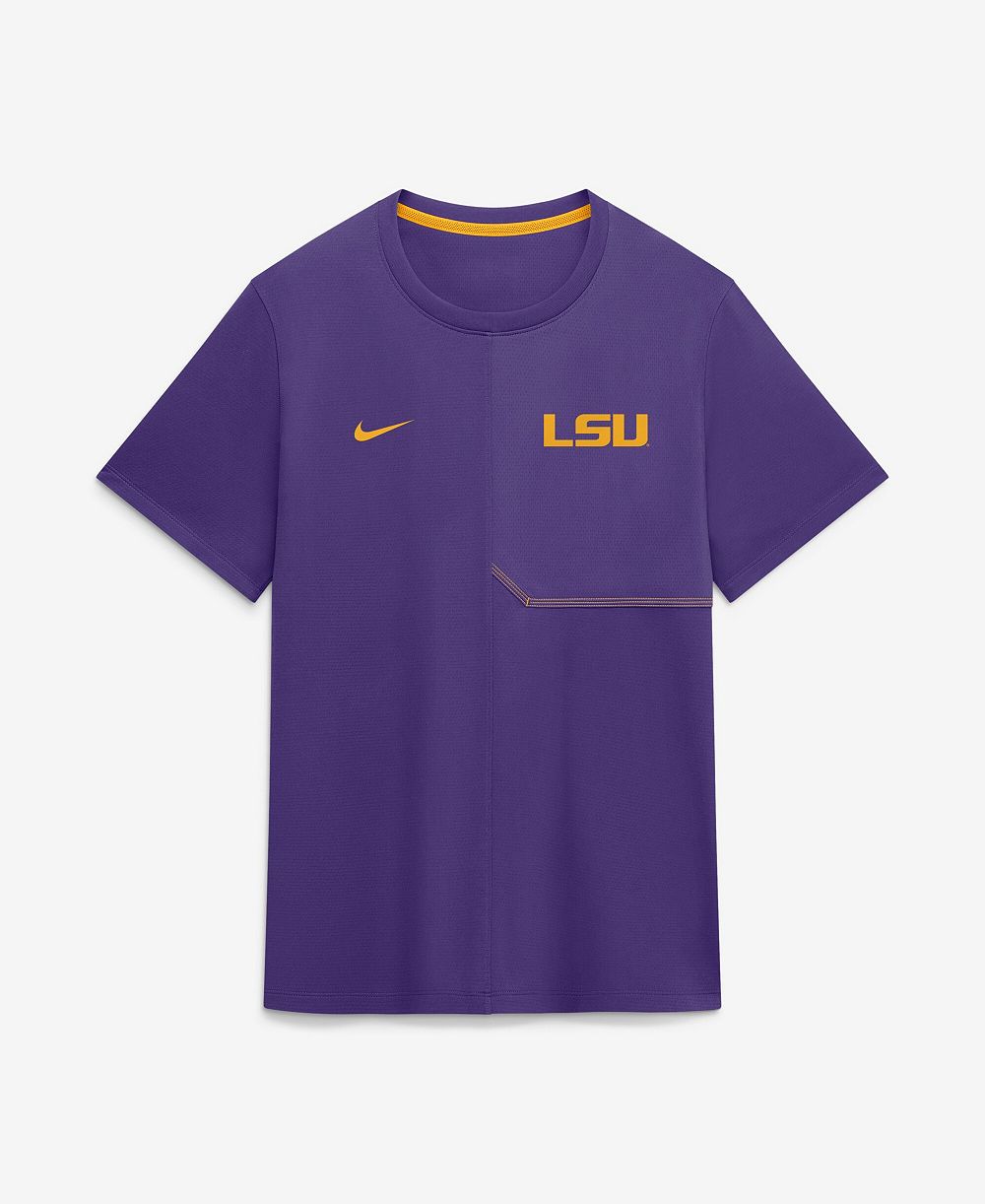 Мужская футболка Nike с коротким рукавом и круглым вырезом, LSU Tigers, для тренеров