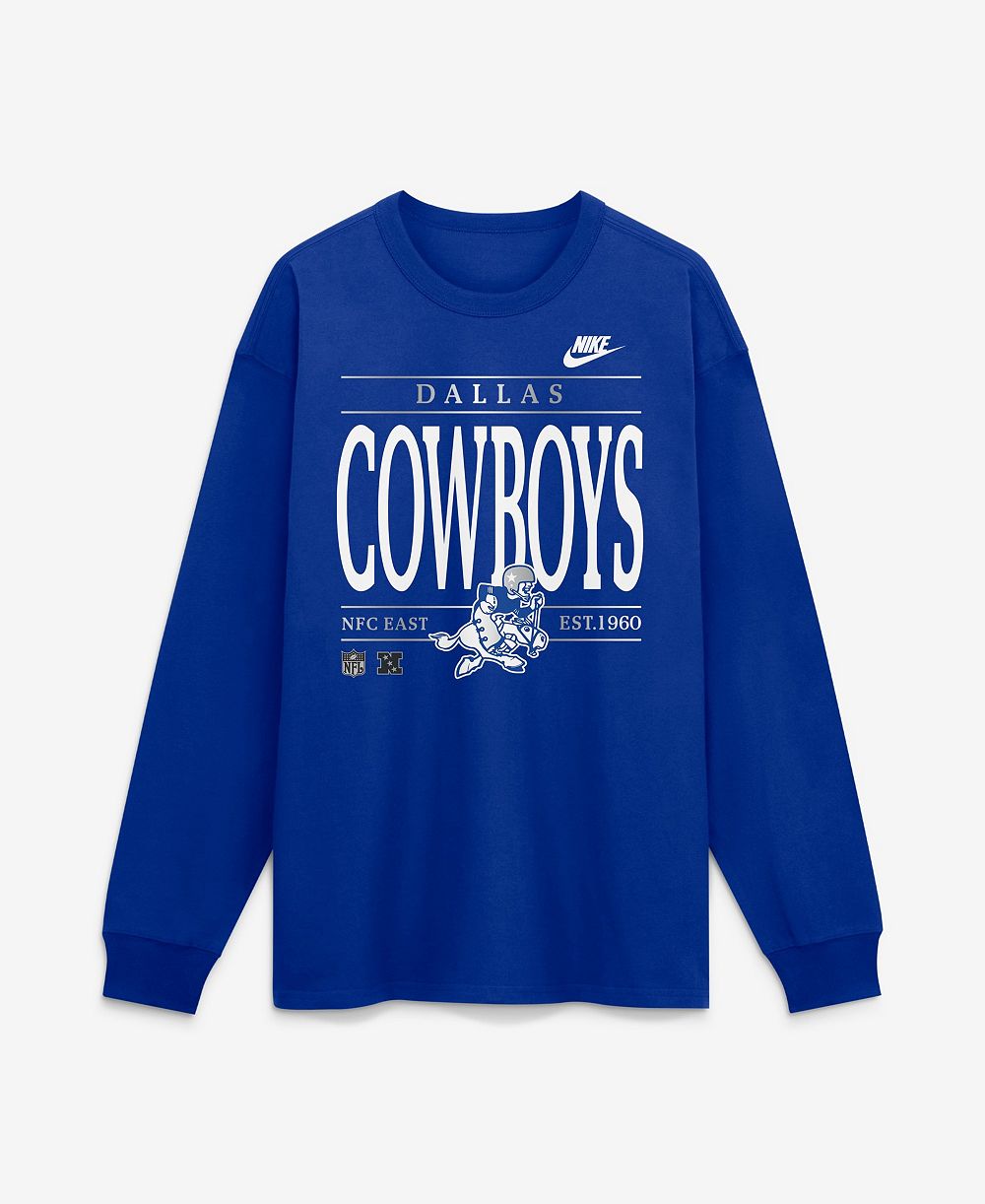 Nike Men's Dallas Cowboys Red Zone Max90 Screen Print Throwback Long-Sleeve T-Shirt