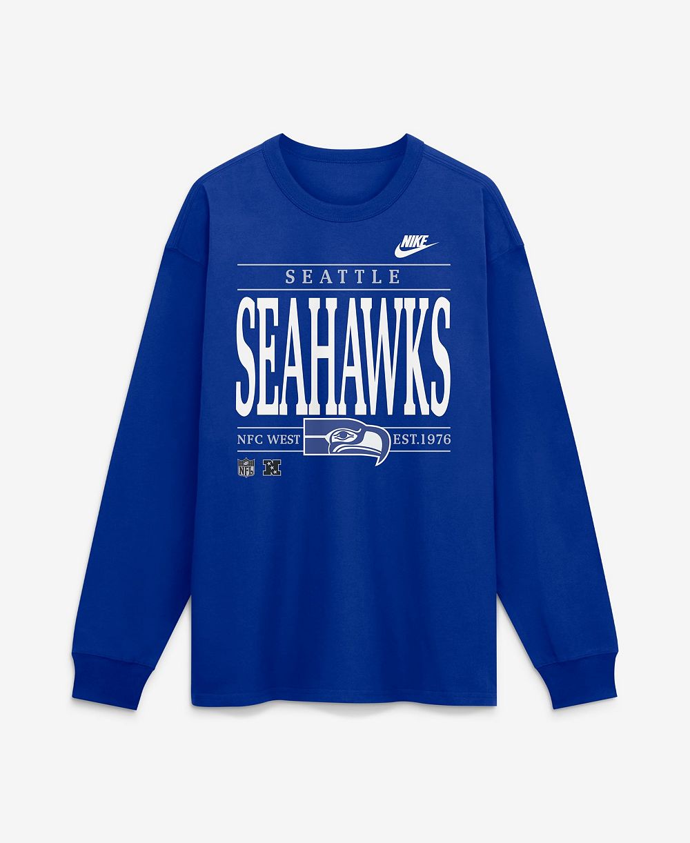 Nike Men's Seattle Seahawks Red Zone Max90 Long-Sleeve Relaxed-Fit T-Shirt