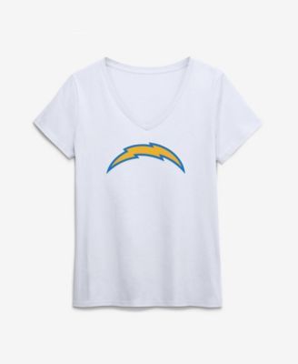 Logo Athletic Women's Los Angeles Chargers Primary Logo V-Neck Screen Print Graphics T-Shirt