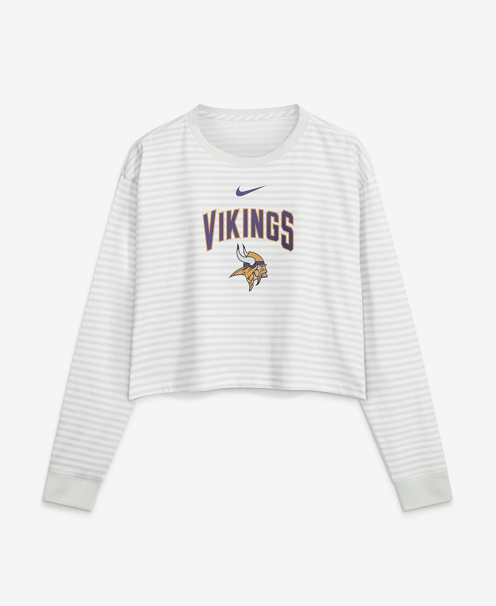 Nike Women's Minnesota Vikings Long-Sleeve Loose-Fit Crewneck Crop Top