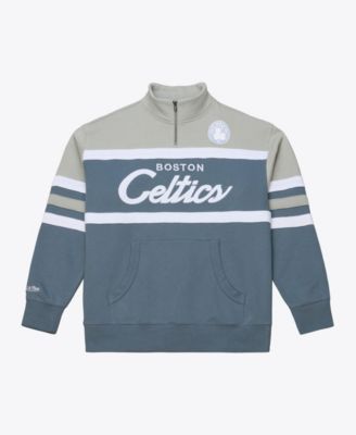 Mitchell & Ness мужская приталенная кофта с четвертьзастежкой и капюшоном Thunderstorm Head Coach, Бостон Селтикс
