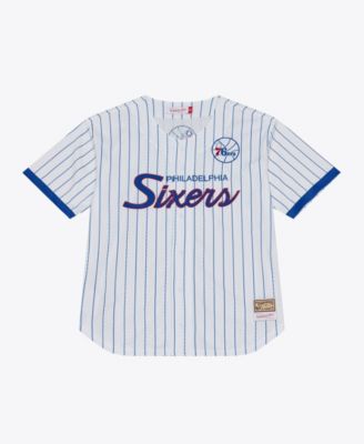 Mitchell & Ness мужская сетчатая джерси с коротким рукавом и v-образным вырезом в полоску филиппин 76ерс