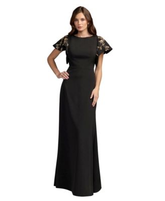 Mac Duggal платье-футляр с декором и рукавами-бабочками, размер Petite