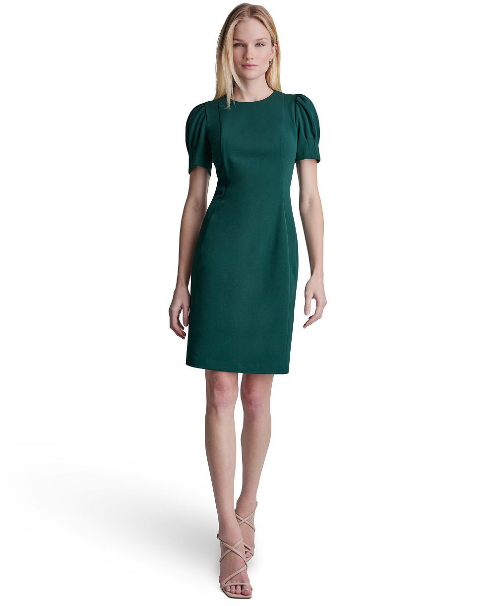 DKNY Women's Puff-Sleeve Crewneck Sheath Dress