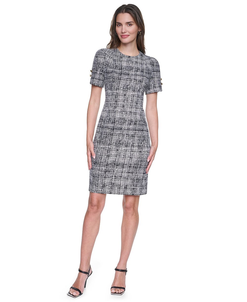 DKNY женское платье из крепа скъба длиной до колена с коротким рукавом